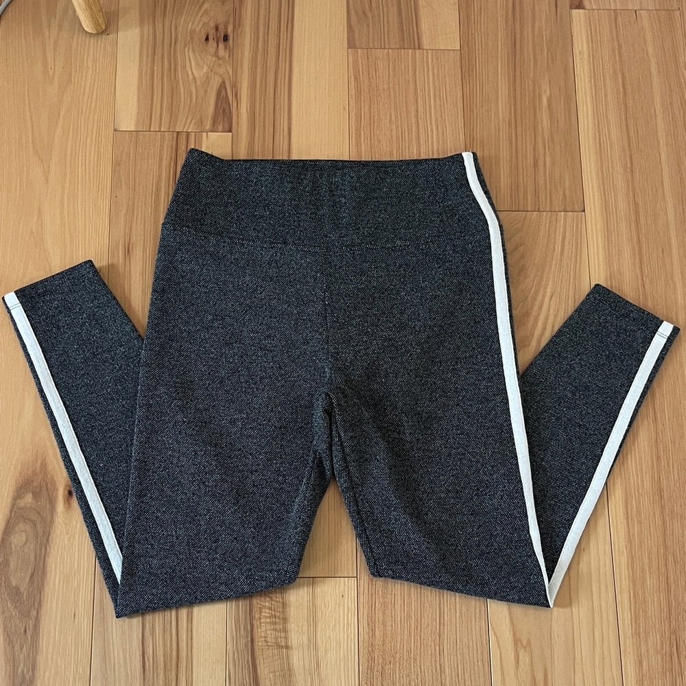 LOFT Lou & Grey Charcoal Tweed Legging Pants with White Stripe